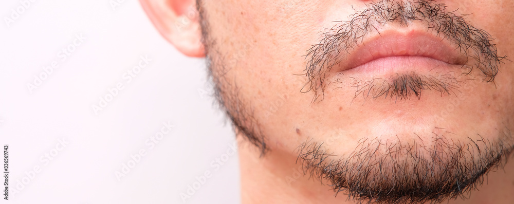 close up mustache on white background