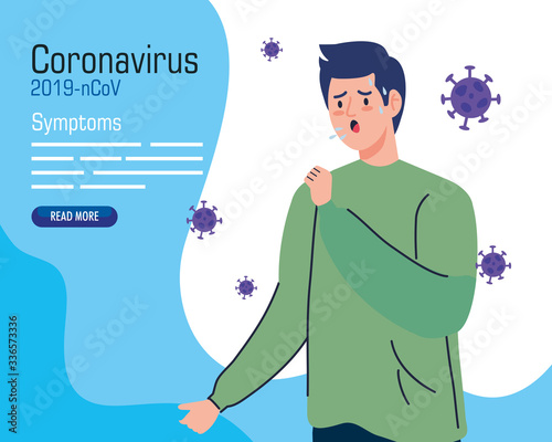 man coughing sick of coronavirus 2019 ncov vector illustration design
