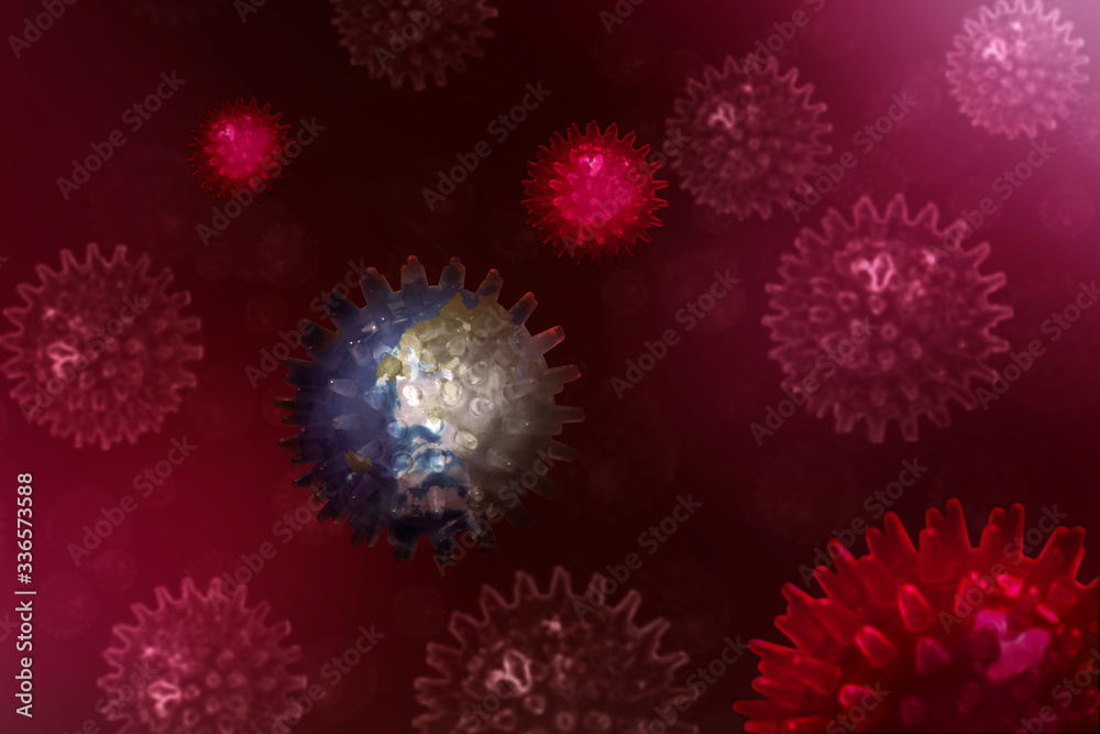Obraz premium Coronavirus spreading on the earth