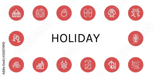 holiday simple icons set