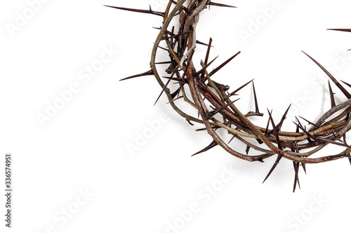 Canvas Print A crown of thorns on a white background. Easter theme