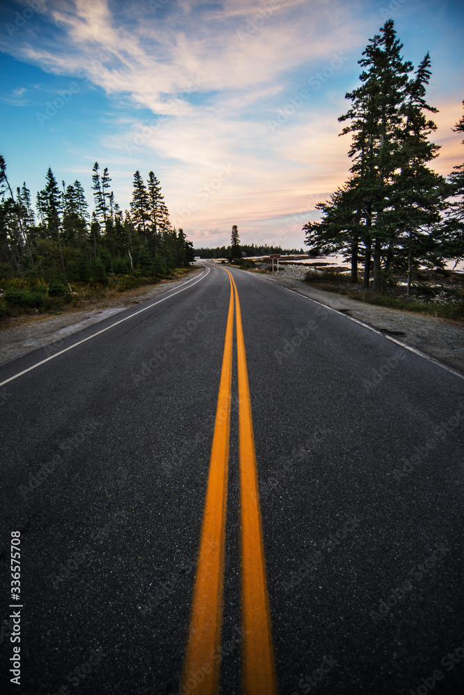 Road going through Mt. Desert Island, Acadia National Park, United States, North America Road going through Mt. Desert Island, Acadia National Park, United States, North America