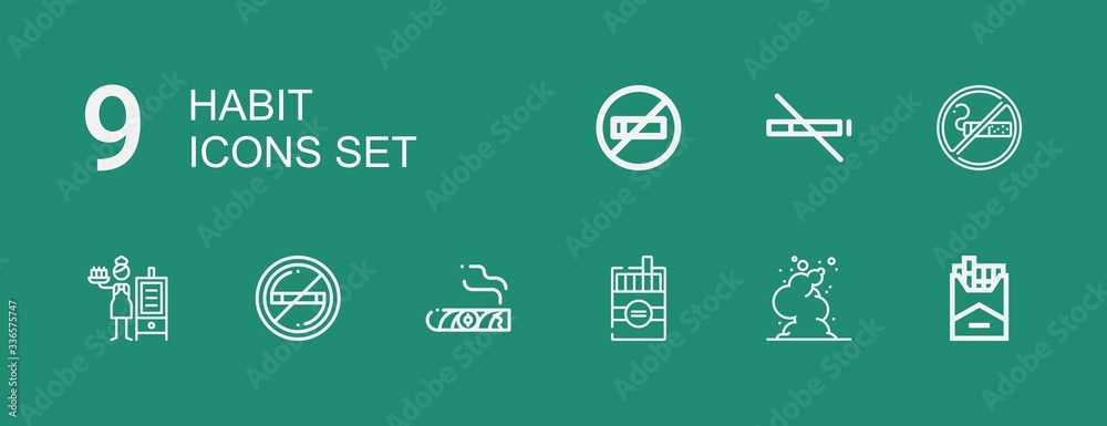 Editable 9 habit icons for web and mobile Editable 9 habit icons for web and mobile