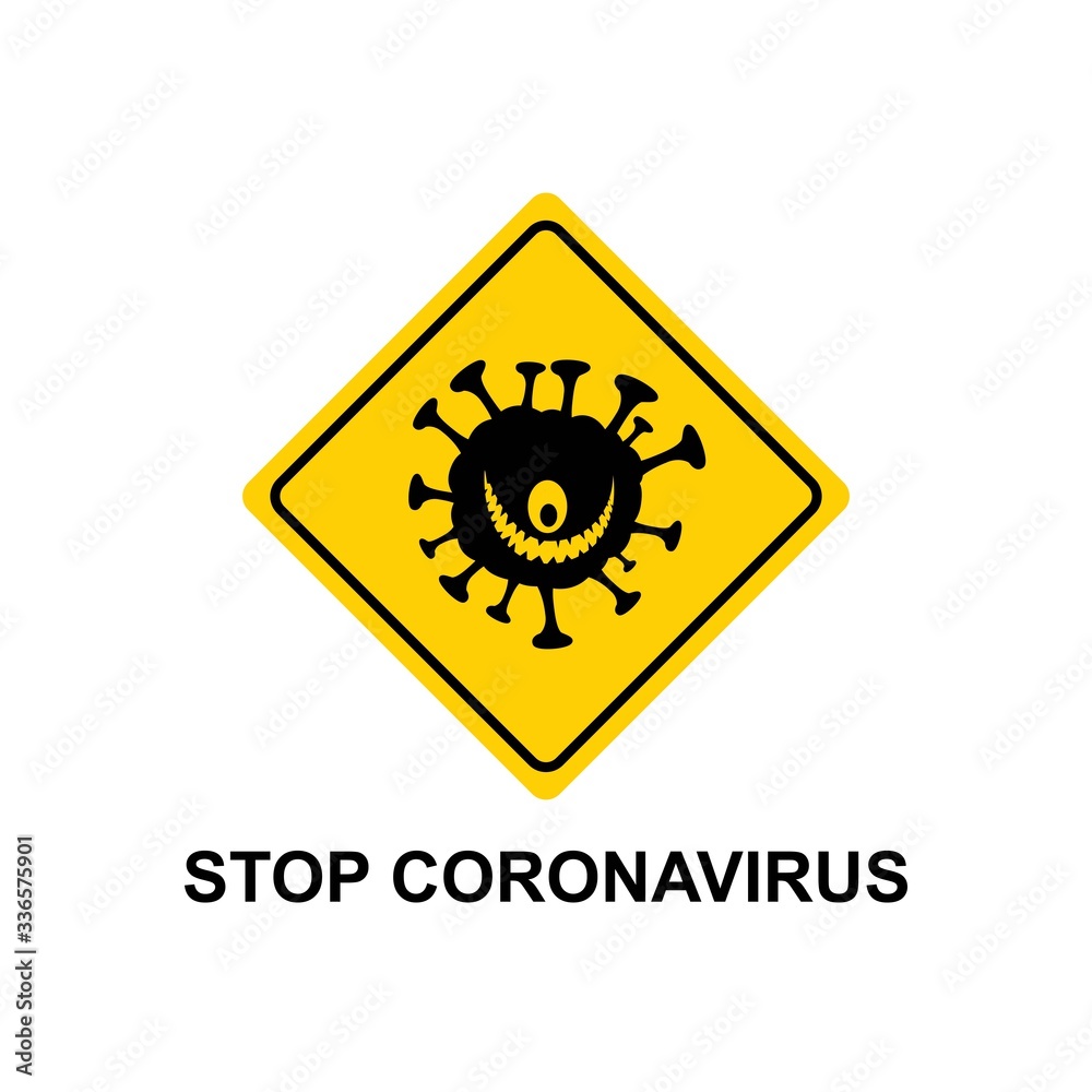 Warning sign corona virus. Lockdown Pandemic stop Novel Coronavirus outbreak covid-19. vector Warning sign corona virus. Lockdown Pandemic stop Novel Coronavirus outbreak covid-19. vector