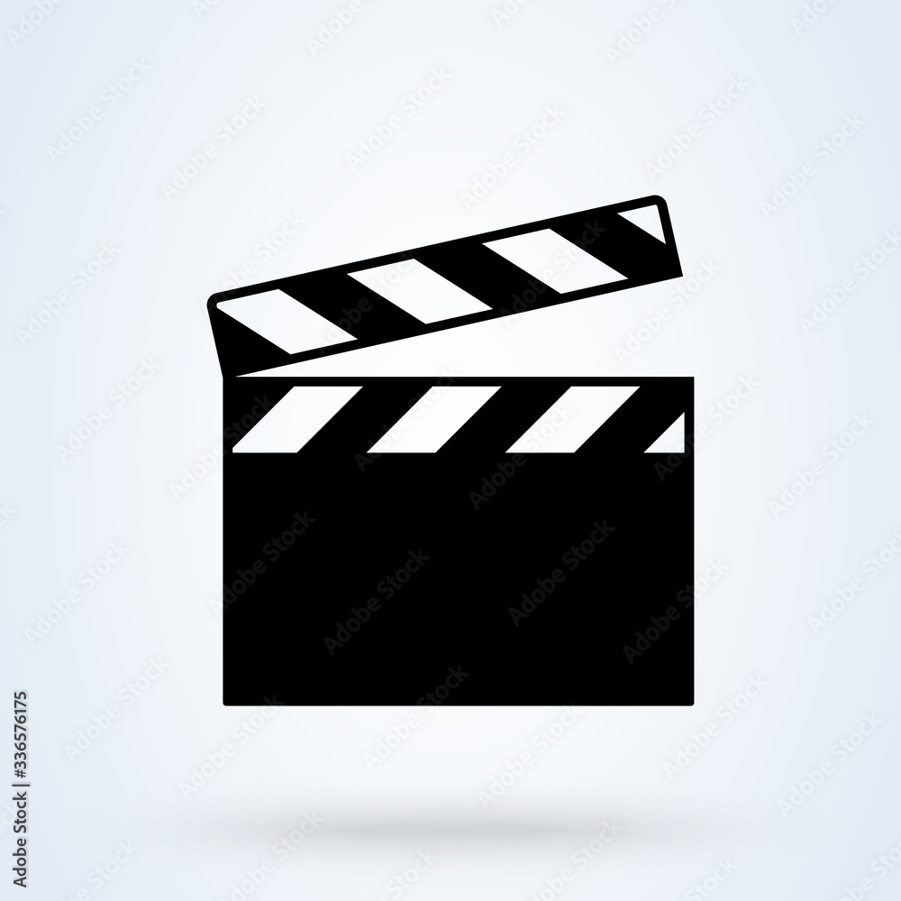 Movie clapper isolated on white. Black open clapperboard. illustration