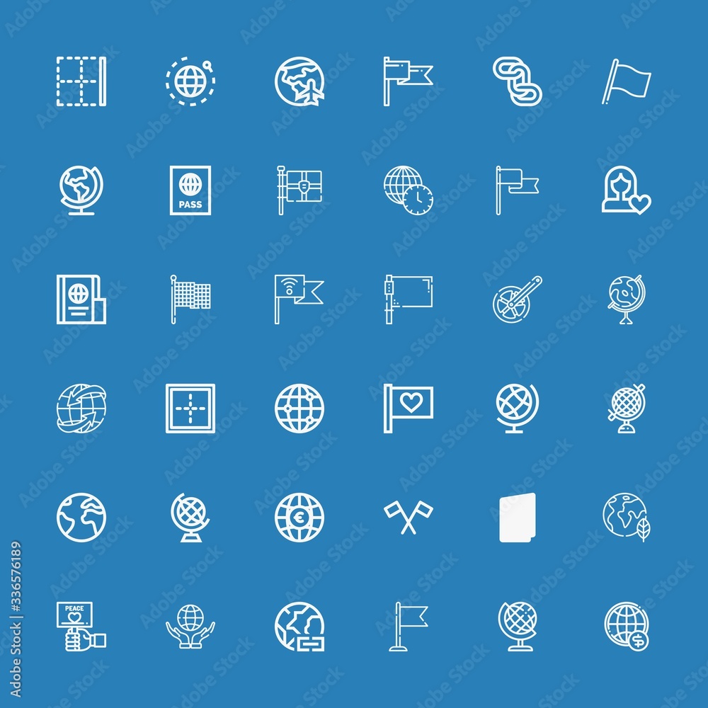 Editable 36 international icons for web and mobile