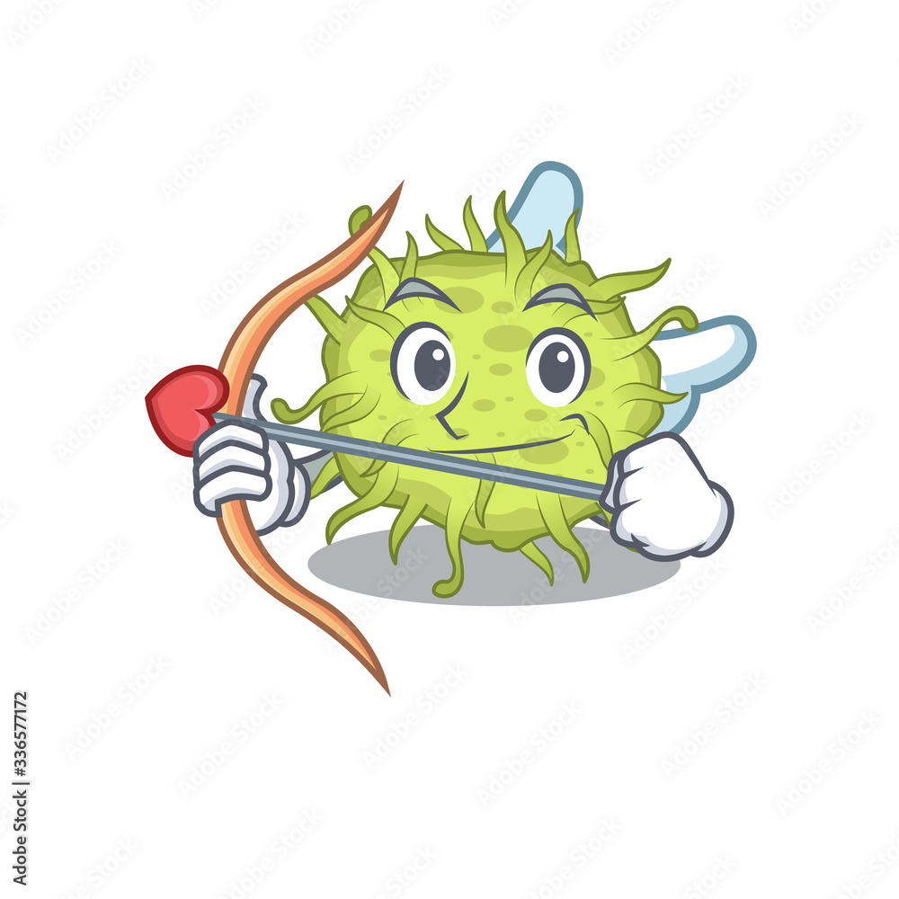 bacteria coccus in cupid cartoon character with arrow and wings bacteria coccus in cupid cartoon character with arrow and wings