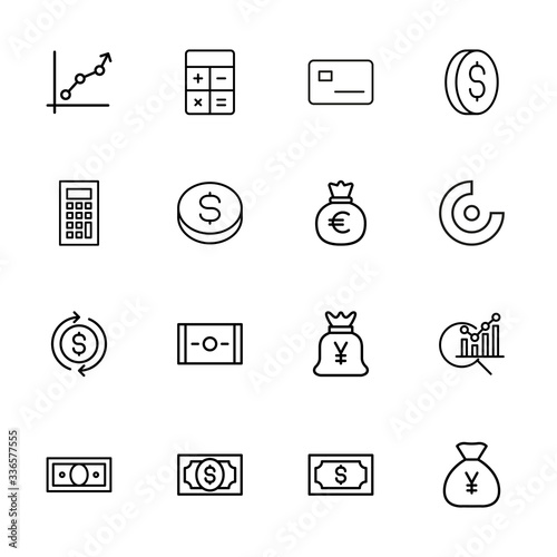 Stroke line icons set of income.