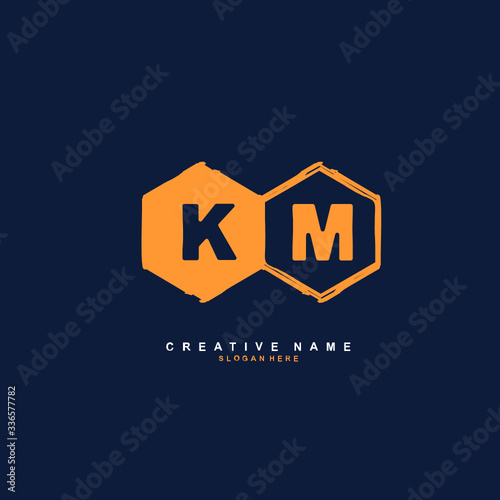  KM K M Initial logo template vector. Letter logo concept
