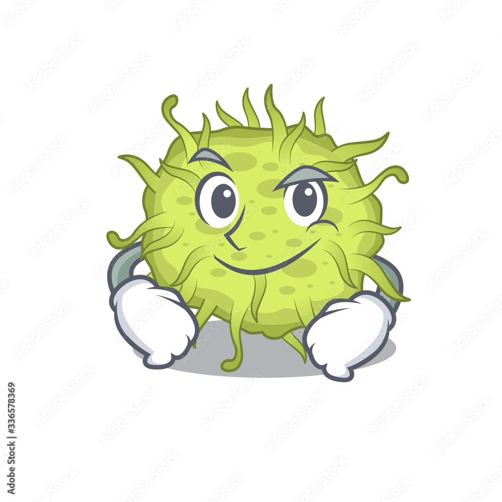 A mascot design of bacteria coccus having confident gesture A mascot design of bacteria coccus having confident gesture
