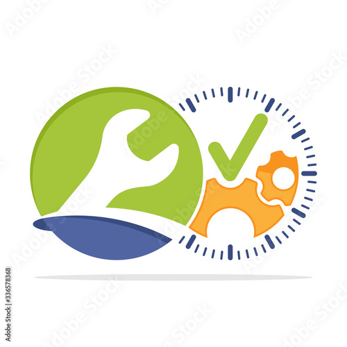 Concept illustration icon with an estimated time of repair service process.