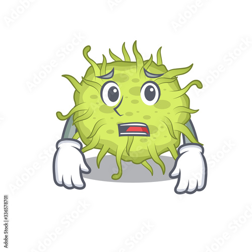 Cartoon design style of bacteria coccus showing worried face