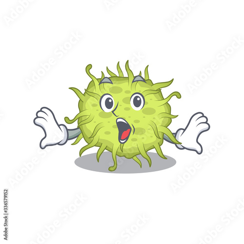 Cartoon design style of bacteria coccus has a surprised gesture