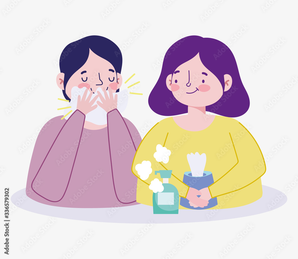 covid 19 prevention couple with tissue paper disinfectant spray symptoms healthcare covid 19 prevention couple with tissue paper disinfectant spray symptoms healthcare