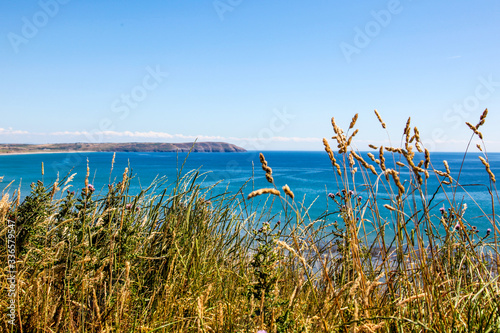 Blue sky coastal edge  beach  sea and blue skies