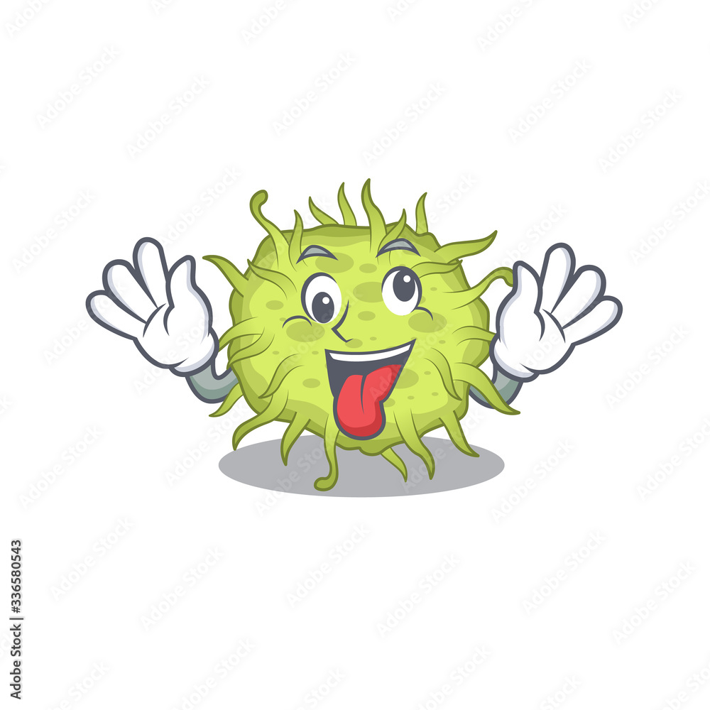 A cartoon design of bacteria coccus having a crazy face A cartoon design of bacteria coccus having a crazy face
