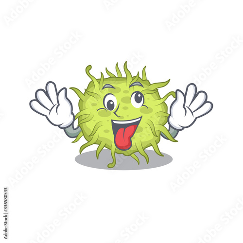 A cartoon design of bacteria coccus having a crazy face