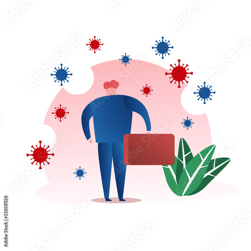 Businessman standing with coronavirus diseases (COVID-19).concept coronavirus outbreak.