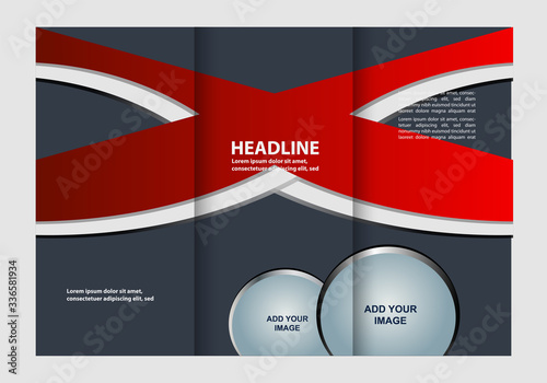 Vector empty tri-fold brochure print template design, trifold bright booklet or flyer 