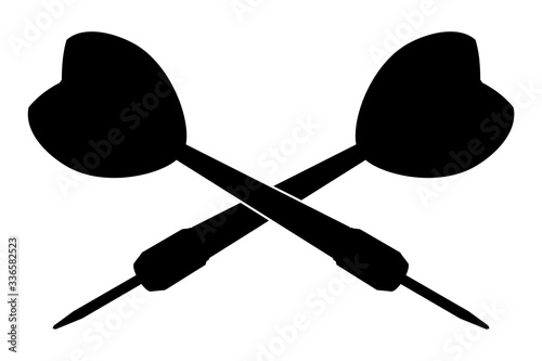 Crossed Dart Icon Black Silhouette Vector Illustration