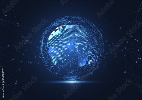 Global network connection. World map point and line composition concept of global business. Vector Illustration