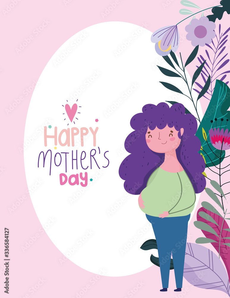 happy mothers day, pregnant woman flowers nature foliage celebration