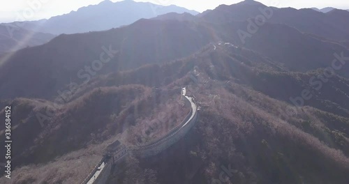 Aerial shot over the great wall of china photo