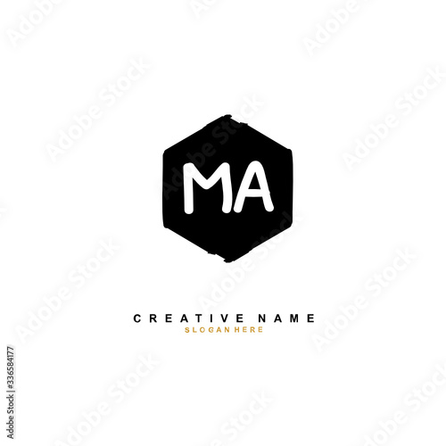 M A MA Initial logo template vector. Letter logo concept
