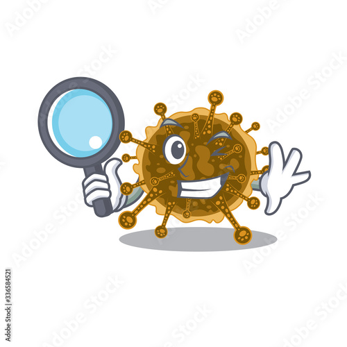 Smart Detective of negarnaviricota mascot design style with tools