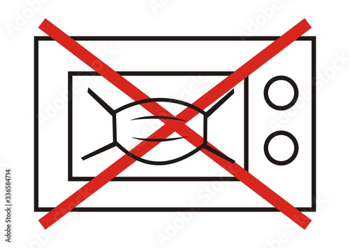 no drying or heating in the microwave, vector icon, 