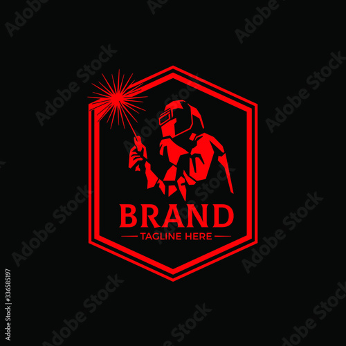 Logo Welding company badge logo design, emblem logo vector