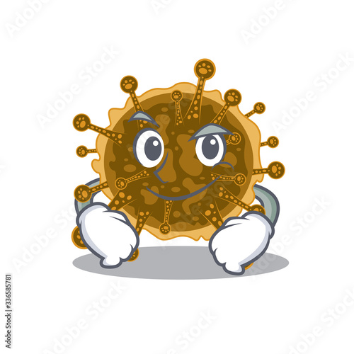 A mascot design of negarnaviricota having confident gesture