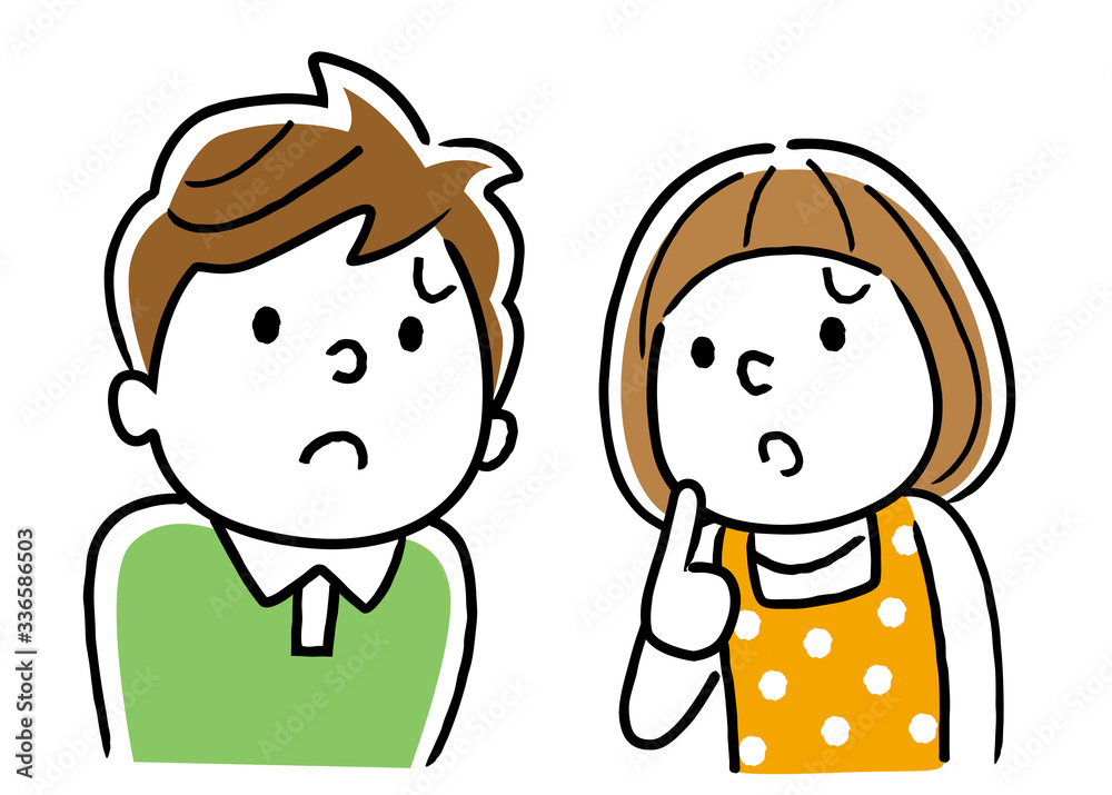 Illustration material: Family with an uneasy expression Illustration material: Family with an uneasy expression