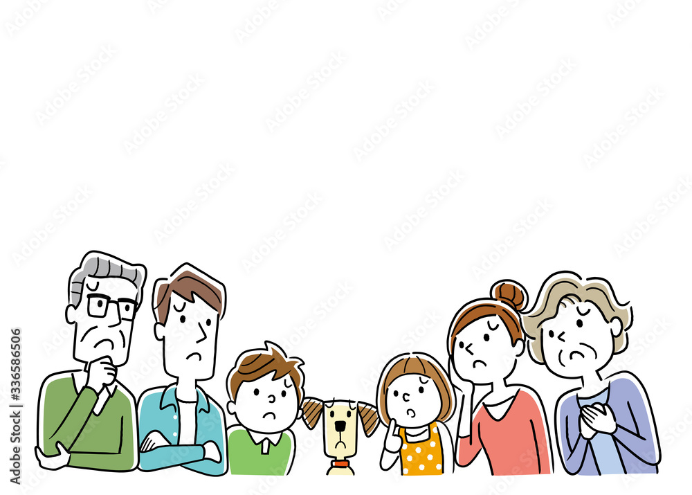 Illustration material: Family with an uneasy expression Illustration material: Family with an uneasy expression