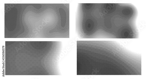 Halftone vector dots Background. Set Grunge Pattern. Pop-art Fade Overlay. Black and White Texture or pattern. Wave vintage gradient. Monochrome vector illustration Eps 10.