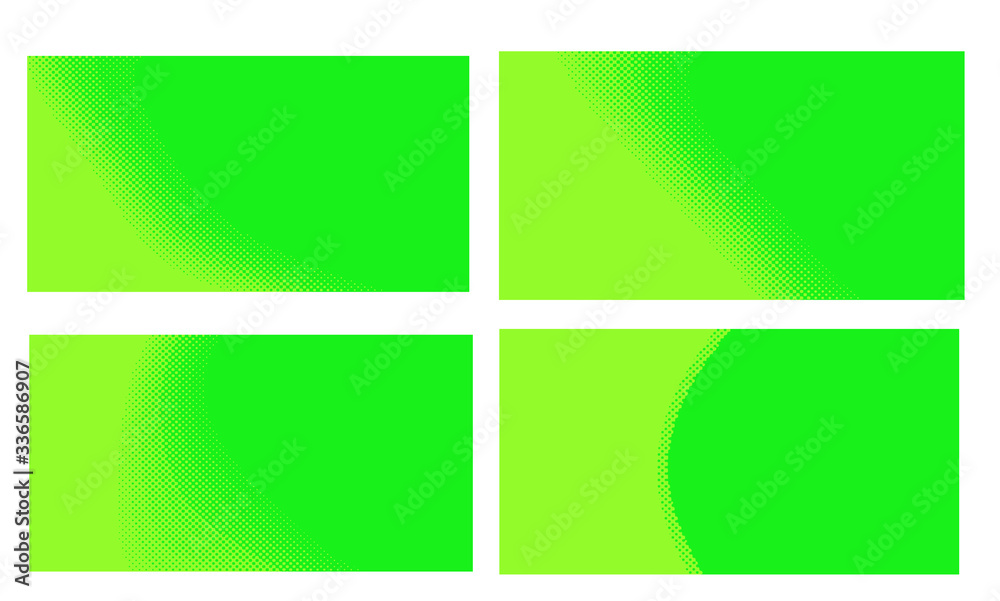 Fototapeta premium Bright green yellow vector retro comic dotted backgrounds design. Pop art background set with halftone dots. Vector illustration for sale banner. Eps 10.