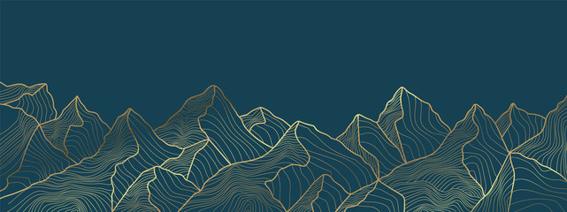 Papier peint photo Couloir et Hall Montagnes dorées art linéaire luxueux  © TWINS DESIGN STUDIO
