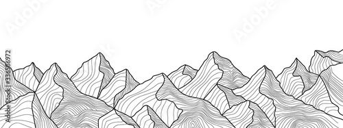 andscape wallpaper design with Golden mountain line arts, luxury background design for cover, invitation background, packaging design, fabric, and print. Vector illustration.