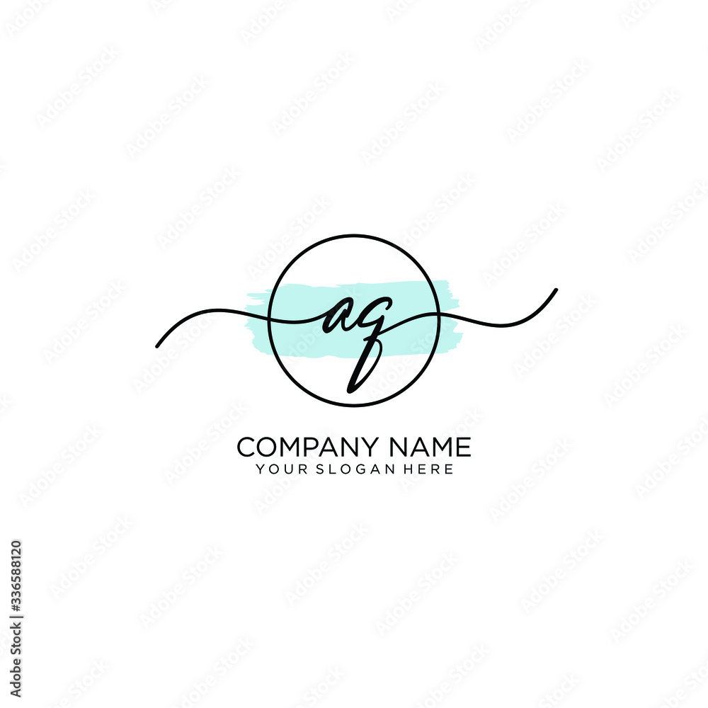AQ initial Handwriting logo vector templates
