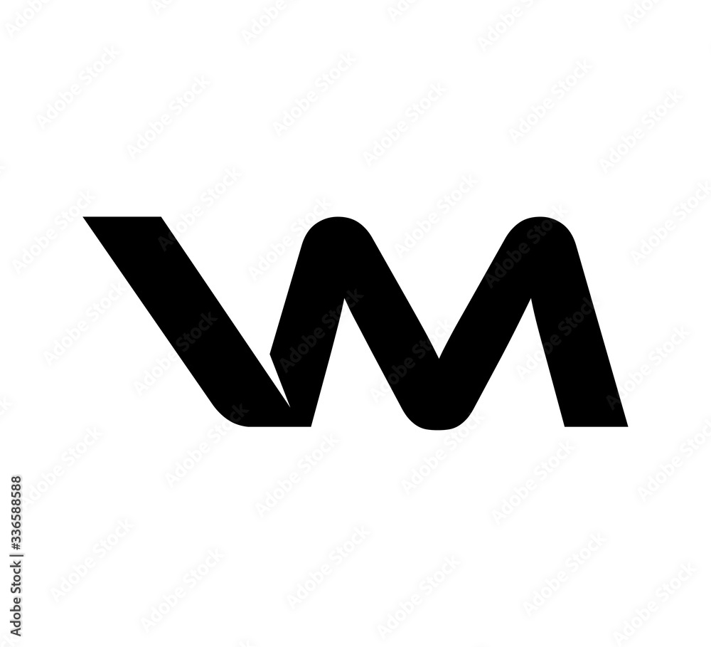 Initial 2 letter Logo Modern Simple Black VM Initial 2 letter Logo Modern Simple Black VM