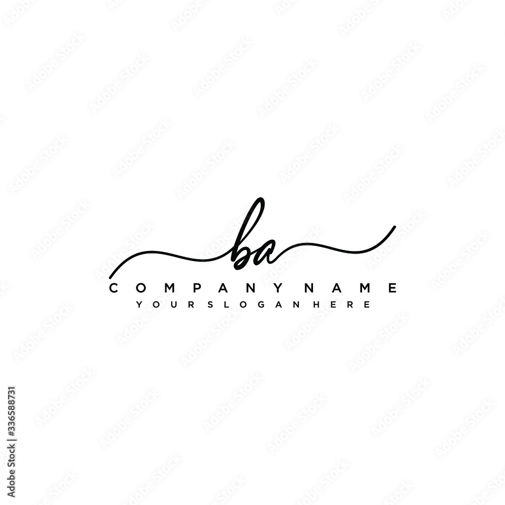 BA initial Handwriting logo vector templates