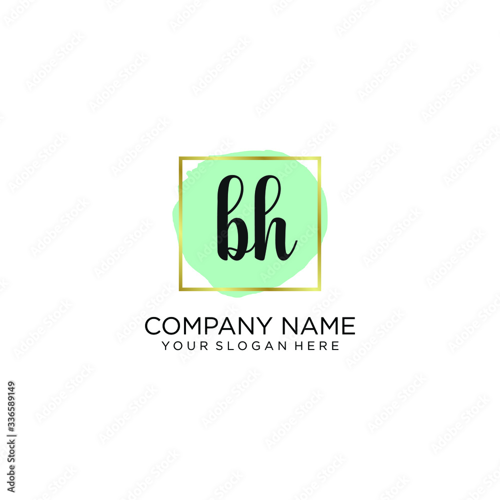 BH initial Handwriting logo vector templates