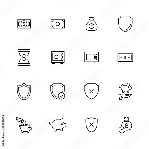 Simple set of insurance icons in trendy line style.