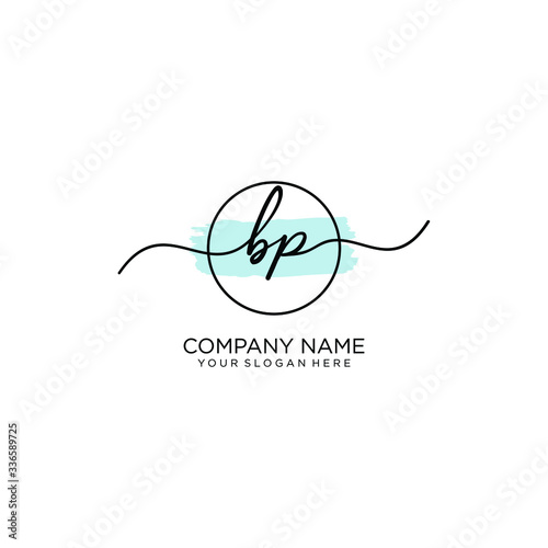 BP initial Handwriting logo vector templates