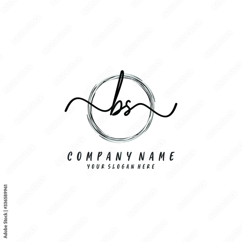 BS initial Handwriting logo vector templates
