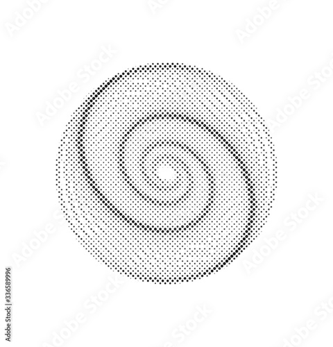 Circle halftone element, monochrome abstract graphic for DTP, prepress or generic concepts.