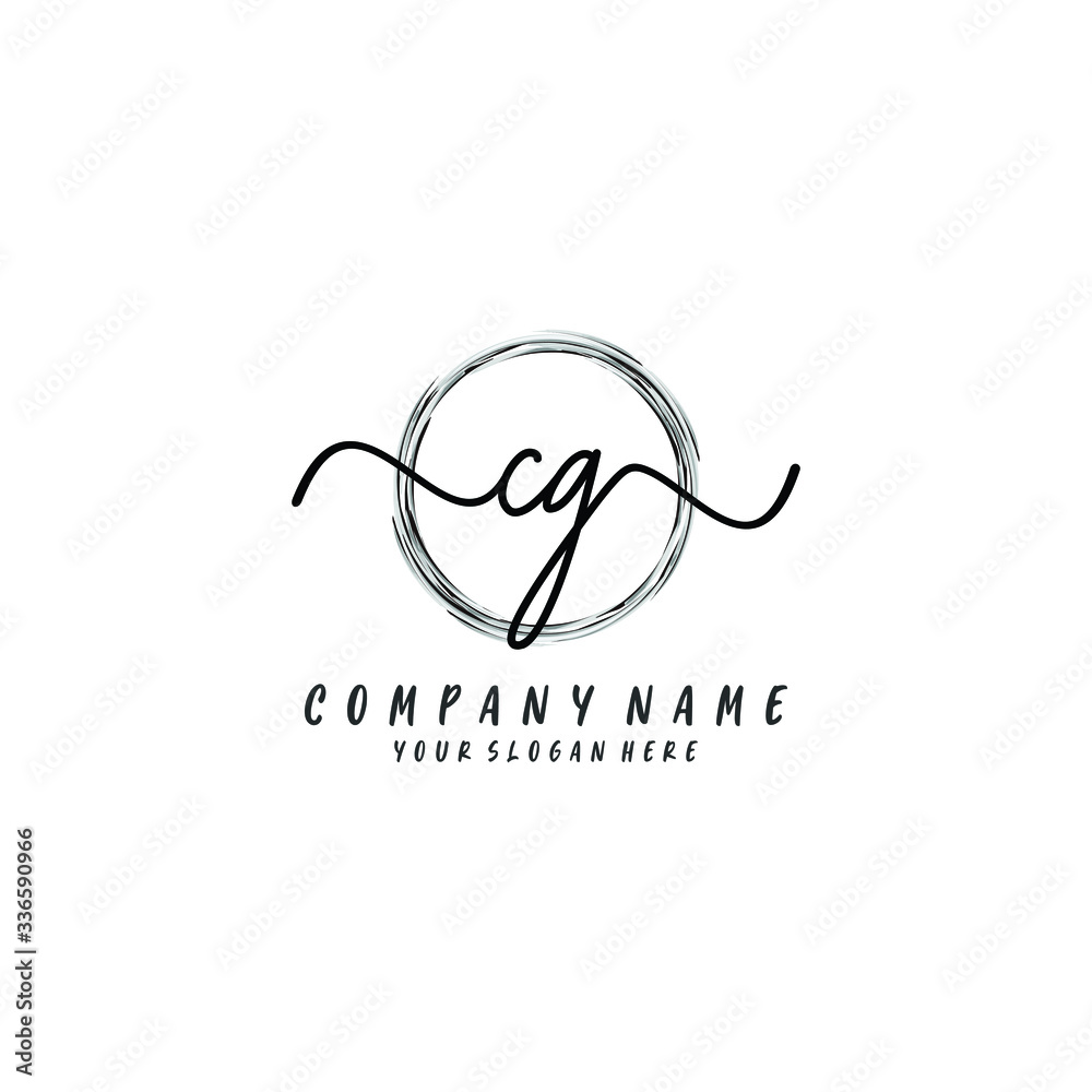Obraz premium CG initial Handwriting logo vector templates