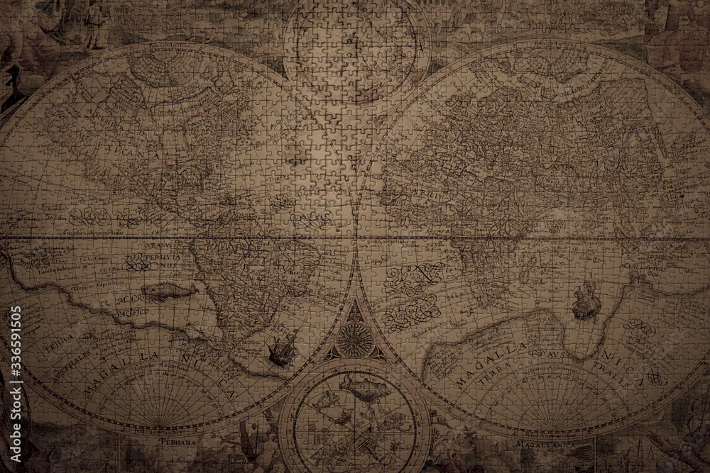 Fototapeta premium ancient world map puzzle