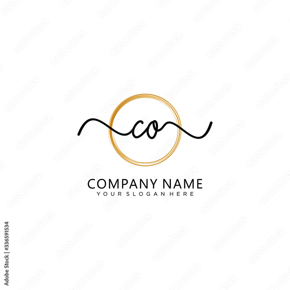 Obraz premium CO initial Handwriting logo vector templates