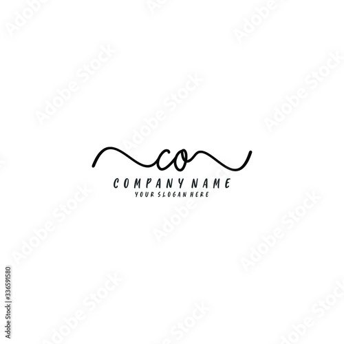CO initial Handwriting logo vector templates